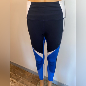 Athleta‎ Workout Pants, White Blue Black with Mesh, Size S